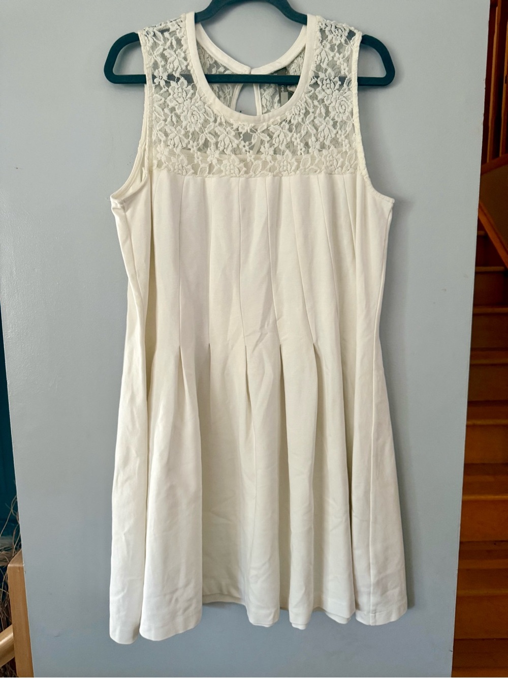 Penningtons White Lace Skater Mini Dress Pleated Plus Size 1X